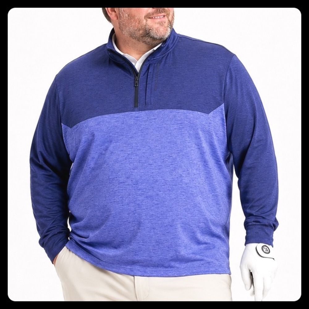 Vineyard Vines On-The-Go Shep Shirt Men 4XB Blue Performance Stretch 1/4 Zip OTG